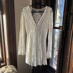 Free People Reign Over Me Lace Dress In White